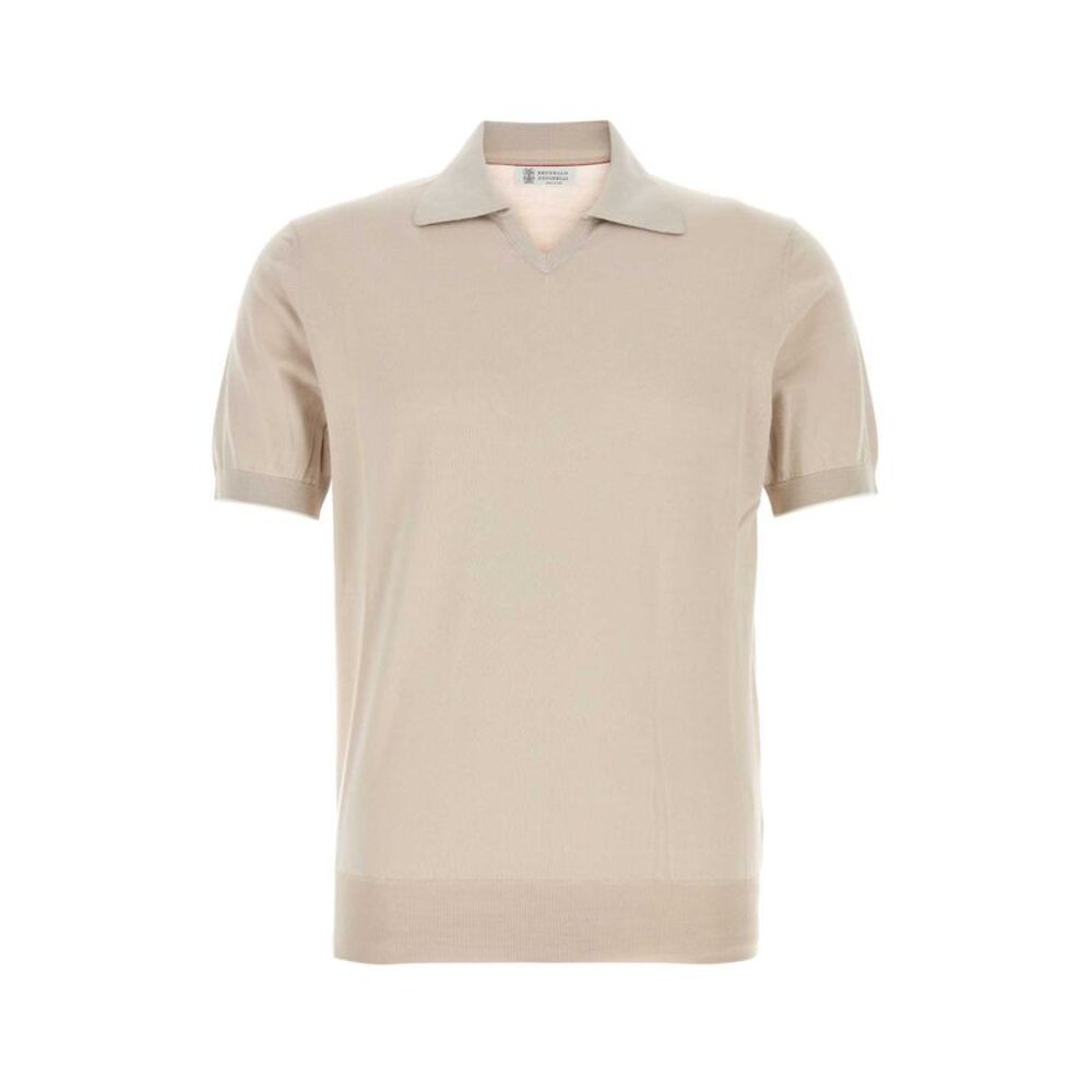 Brunello Cucinelli Men Sand Cotton Polo Shirt